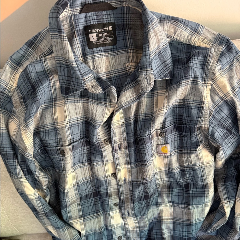 Carhartt Navy and White Plaid Shirt